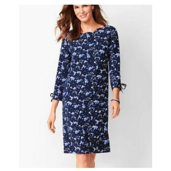 Elegant Blue Floral Talbots Dress - Picture 1 of 10